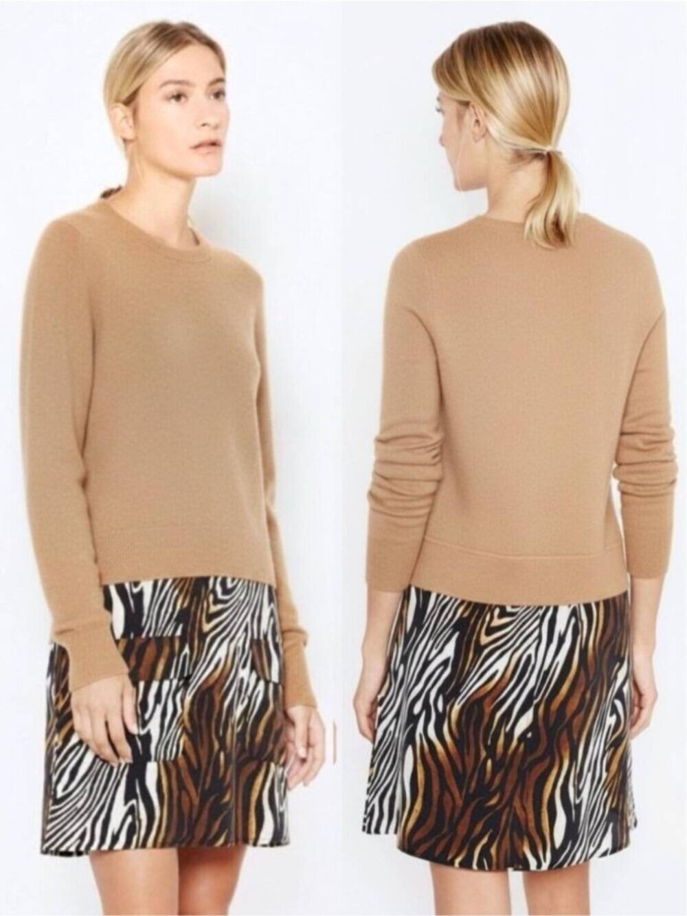 EQUIPMENT Shirley Cashmere Wool Layered Sweater Dress Size XS Animal Print